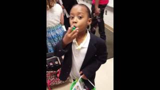 Our 5th son blowing the whistle he did it graduated from Kindergarten