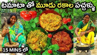 అప్పటికప్పుడు  మూడు రకాల టమాటో రోటి  పచ్చళ్ళు |  Instant Tomato Pickle Recipes | Chef Saru