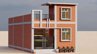 3 Bedroom Car Parking House  Design,पिलर के साथ पूरी जानकरी का घर