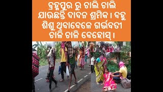 ବ୍ରହ୍ମପୁର ରୁ ଚାଲି ଚାଲି ଯାଉଛନ୍ତି ଦାଦନ ଶ୍ରମିକ I ବହୁ ଶିଶୁ ଥିବାବେଳେ ଗର୍ଭବତୀ ଚାଳିଚାଳି ବେହୋସ୍