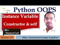 #71 OOP | Instance Variables, Constructor and self | Python Tutorial for Beginners