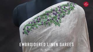 Embroidered Linen Saree