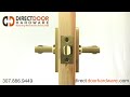 emtek faceted square style door lever with rectangular rosette in satin brass