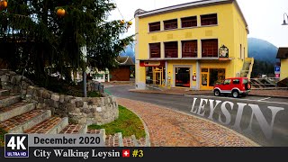 LEYSIN 4K Switzerland 🇨🇭 #3 City Virtual Walking Tour in Cosy Winter Season - Street View under Snow