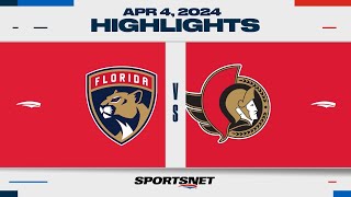 NHL Highlights | Panthers vs. Senators - April 4, 2024