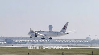 原声实拍波音787、737，空客A350、ARJ21的轮番起降过程，太繁忙了！