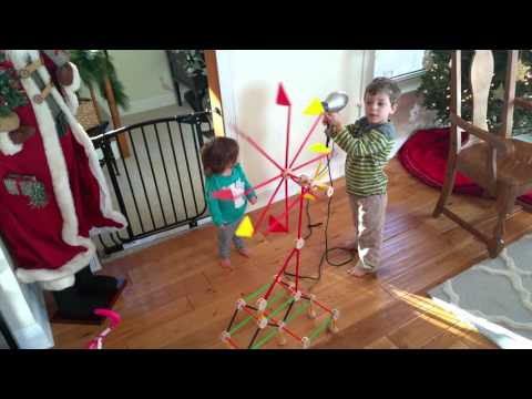 Wy built a windmill with his tinker toys. Wy built a windmill with his tinker toys.