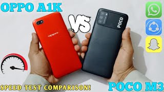 Poco M3 Vs Oppo A1k Speed Test Comparison | 4GB Vs 2GB