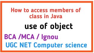 How to access members of class in Java || use of Object