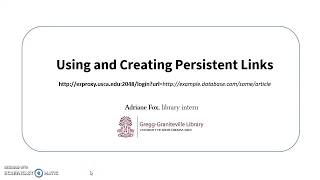 Using and Creating Persistent Links