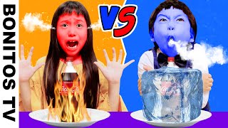 【対決】熱い！vs 冷たい！チャレンジ！HOT vs COLD FOOD CHALLENGE!!   ♥ -Bonitos TV- ♥