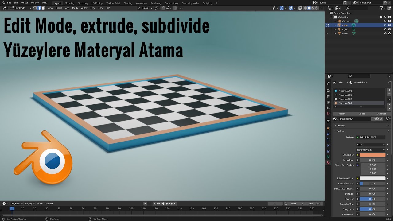 10. Blender Programına Giriş - Blender 3.1 Edit Mode, Subdivide Ve ...