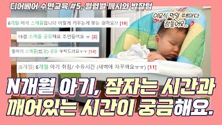 [디어베어 5편] 월령별 평균 깨어있는 시간/깨시/밤잠텀/낮잠텀 | Average waking hours per month