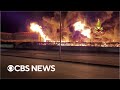 Italian firefighters battle raging warehouse fire