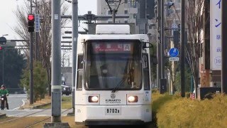 熊本市電 熊本駅前付近の9700形　Kumamoto City Tram Kumamoto-ekimae Station　(2016.2)