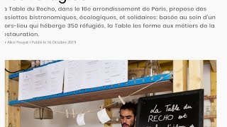 La Table du Recho, restaurant solidaire du 16ème arrondissement de Paris