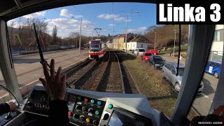 Linka 3 Brno -- Stará osada - Rakovecká [2x ČKD DS T3R] [Tram Cab View]