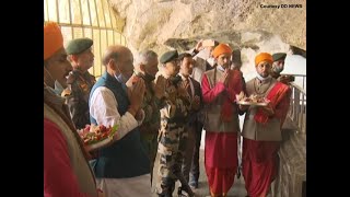 Watch: Amid terror threats, Rajnath Singh visits Amarnath temple