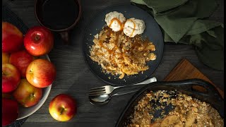 Salted caramel and cashew apple crumble