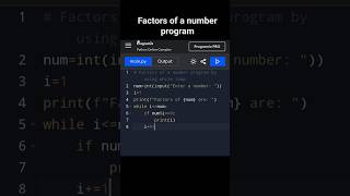 Factors of a number program by using (while loop)-python #coding #python
