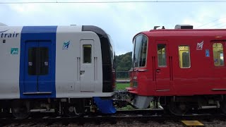 [一部特別車のミュースカイ!?] 名鉄2000系+3500系 2008F+3526F 出場回送に伴う入換作業in舞木検査場 (警笛付き)