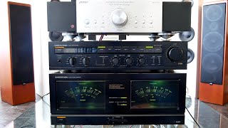 On a Onkyo M-504 I tested 2 different pre-amps ( onkyo p-304 and Advance Acoustic MPP-206)