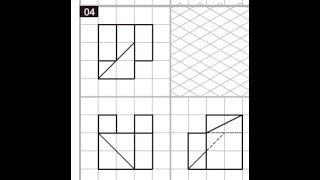 全華圖學093頁第04題/三視圖轉等角圖/虛線/複斜面/第三角法