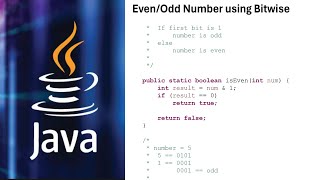 Check if number is Even Odd using bitwise | Interview Questions | Java