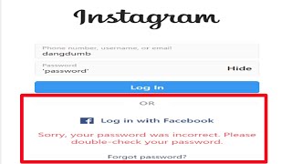 Instagram Fix sorry your password was incorrect please double check your password | Double check