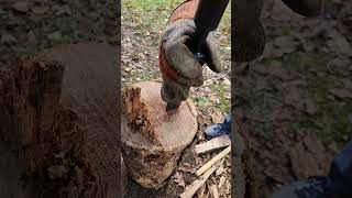 New Englanders start with the natural split - splitting firewood with a manual log splitter.