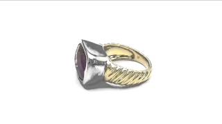 Johareez 7.78CTW Genuine Amethyst .925 Sterling Silver Gold Plated Ring