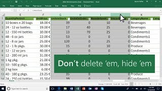 Hide and unhide columns in Microsoft Excel