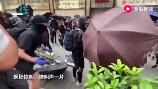 自作孽不可活！香港暴徒锯断灯杆 同伙被砸中发出“杀猪般”惨叫