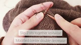 [Knitting tutorial] Modified center double decrease