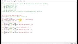 Python program to print the grade of student using criteria for grading