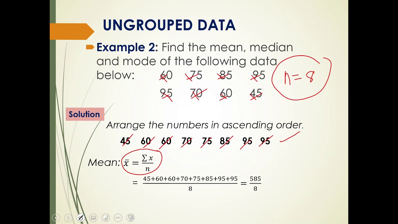 Ungrouped Data (Mean, Median And Mode) - YouTube