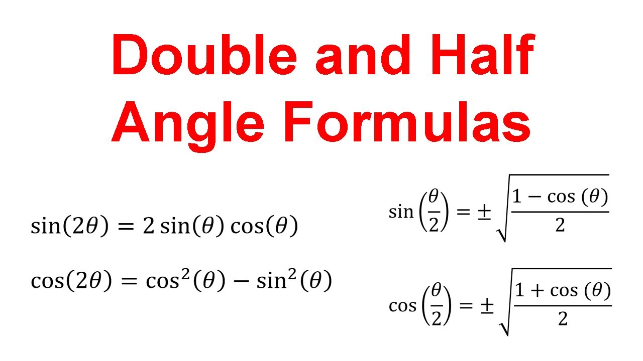 Double Angle And Half Angle Formulas With Examples Trig Identities