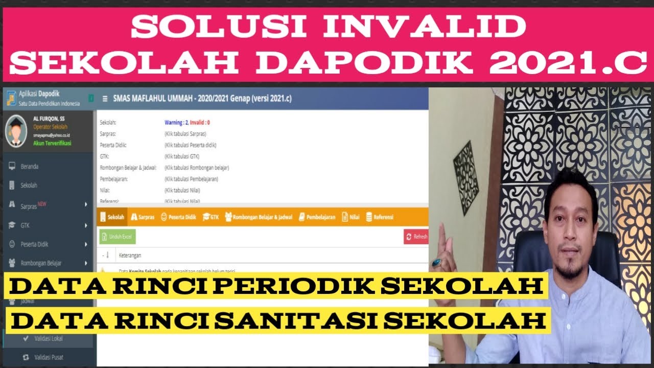 Cara Mengatasi Invalid Sekolah Dapodik 2021.C | Data Rinci Periodik ...