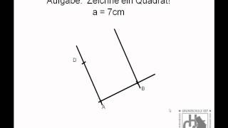 Zeichne ein Quadrat mit einem Geodreieck  Maße vorgegeben