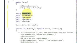 C# Tutorial 49 Encrypt data from simple string in C#