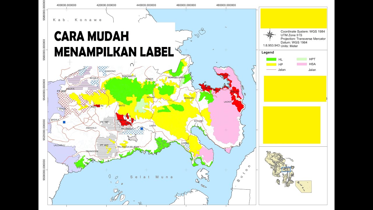 BELAJAR ARCGIS UNTUK PEMULA #PART4 || MEMBUAT LABEL TEXT DAN MEMBUAT ...