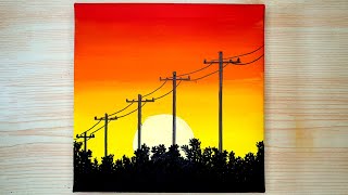 Sunset Painting / Acrylic Painting Tutorial for Beginners / STEP by STEP #day9