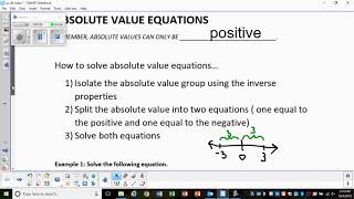 Absolute Value Equations (u2 d6 notes)