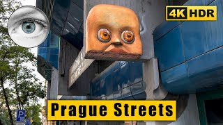 Prague streets 4k walk: Praha 2 - Slezská - Peace square - Ječná 🇨🇿 Czech Republic HDR ASMR