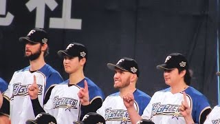 クライマックスシリーズ優勝記念の集合写真撮影