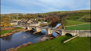 A chilly autumn morning drone flight at Burnsall, North Yorkshire.