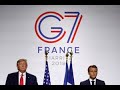 G7 di Biarritz, la conferenza stampa del presidente francese Macron e di Donald Trump