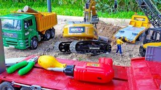 자동차 장난감 수리놀이 포크레인 트럭 중장비 놀이 Car Toy Repair Play with Excavator