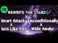 Heart Attack X Just Like Fire X Unconditionally X Wide Awake X Rewrite The Stars💥 (lyrics mix🎶)