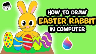 How to draw Easter Bunny & Eggs in Computer using Microsoft Paint 3D | Digital Art for Kids